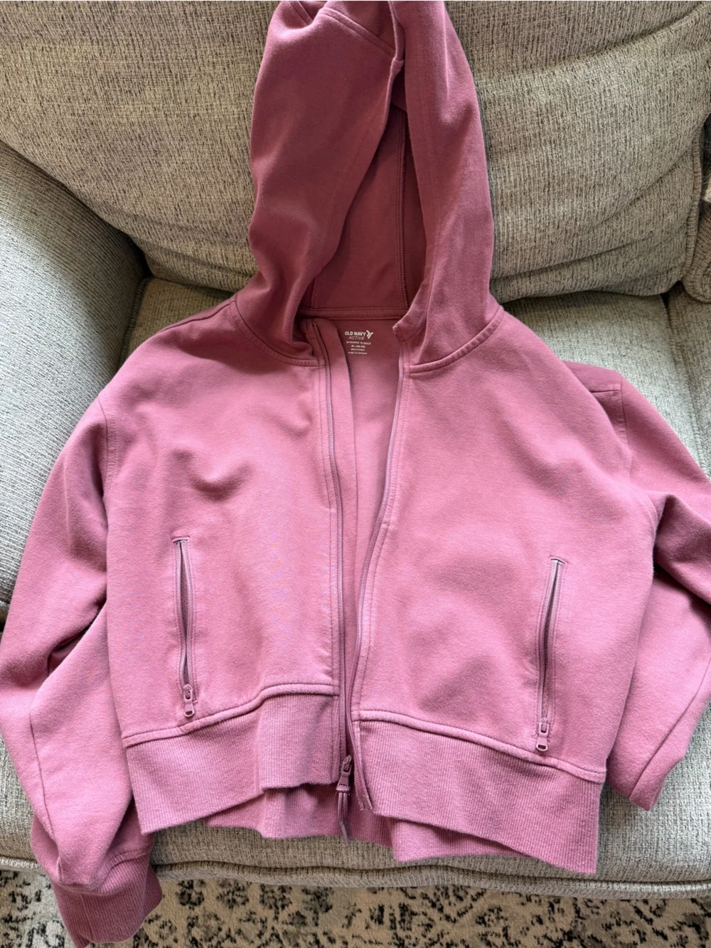 Old Navy Active Mauve Pink Zip-Up Hoodie Sweatshirt